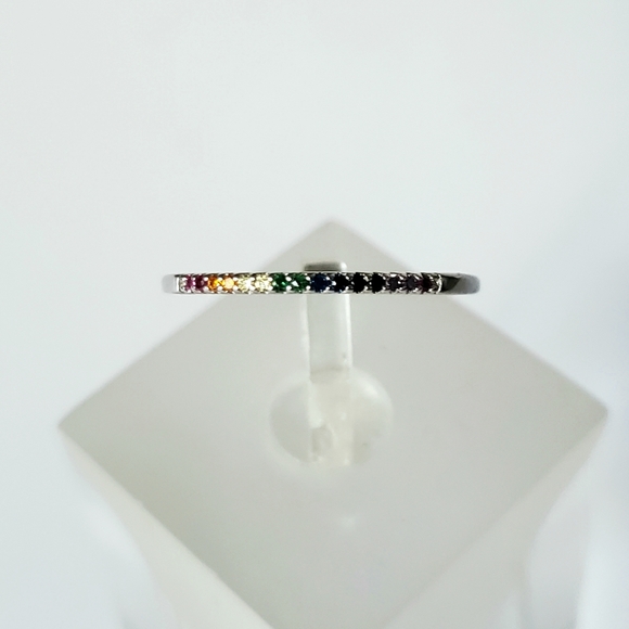 Sterling Pave Rainbow Band - Picture 3 of 8